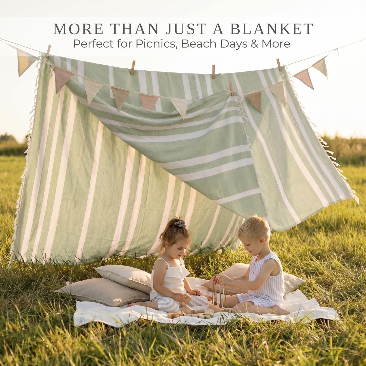 Beautiful Extra Large Beach Blanket with Tassels - Soft Oversized Turkish-Style Beach Towel for Relaxing Beach Days with the Whole Family - Lightweight Quick-Dry Picnic Blanket & Mat for Adults