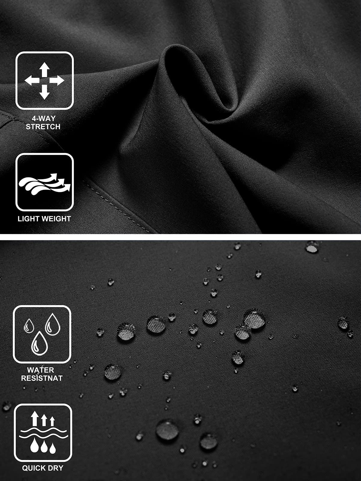 Hugut Women's Lightweight Hiking Cargo Shorts Quick Dry Athletic Shorts Camping Travel Golf Zipper Pockets Water Resistant Black