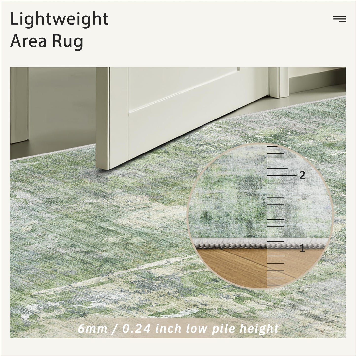 Soalmost Abstract Rug 8x10 Large Living Room Rugs Neutral Modern Washable Area Rugs for Bedroom Dining Room Non-Slip Stain Resistant Foldable Thin Rug Green