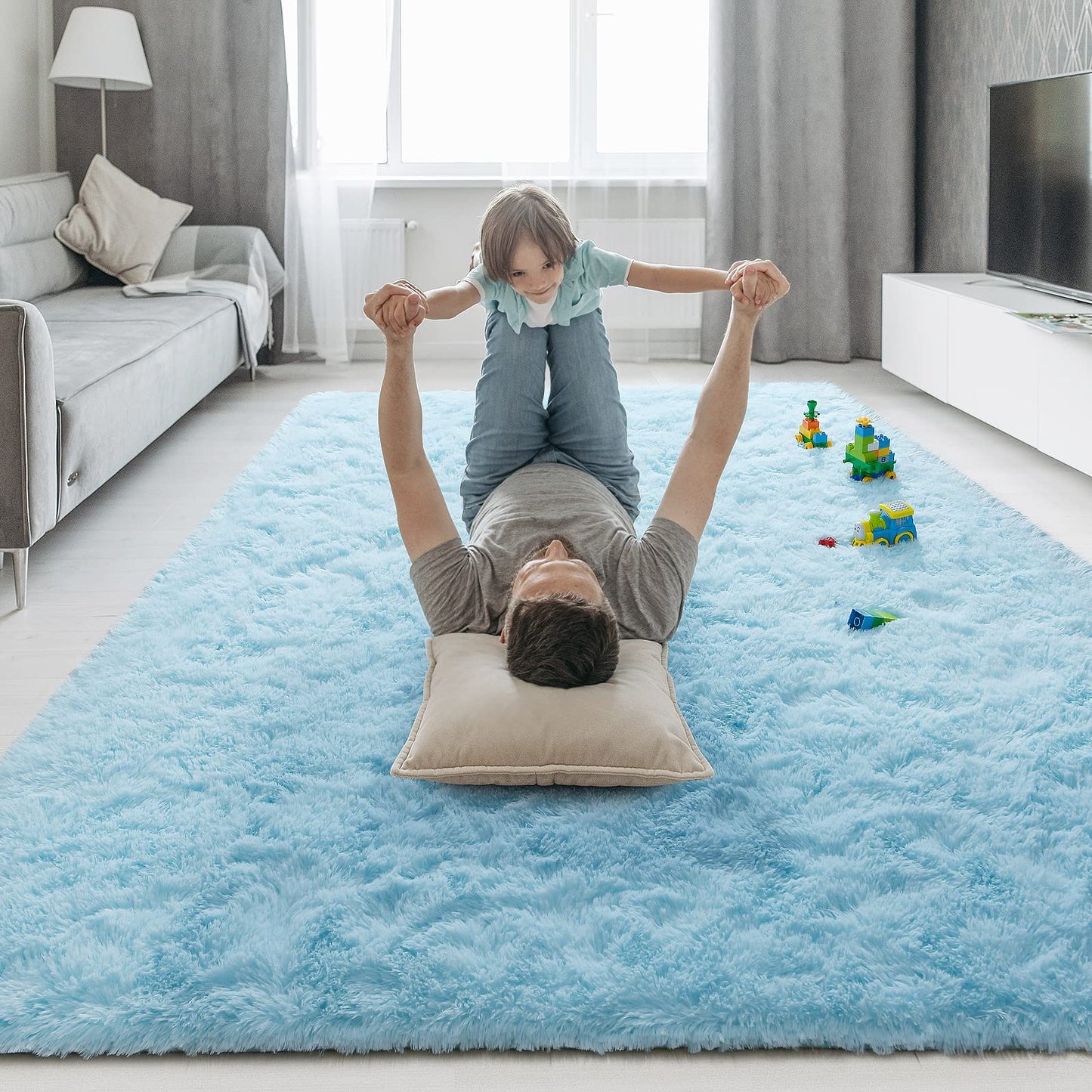 Kelarea Area Rug for Living Room, 3x5 Non-Slip Light Blue Rug Fluffy Soft Shag Rugs, Fuzzy Shaggy Plush Carpet for Bedroom, Nursery Rooms, Home Dorm