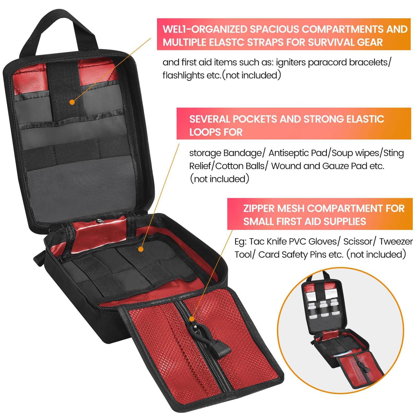 Haafoo Medical Molle Pouch Tactical - 1000D Nylon First Aid Pouch, Big Capacity EMT Pouch Utility, Heavy Duty Military Grade Rip-Away Ifak Pouch for Home and Outdoor Activities（Bag Only