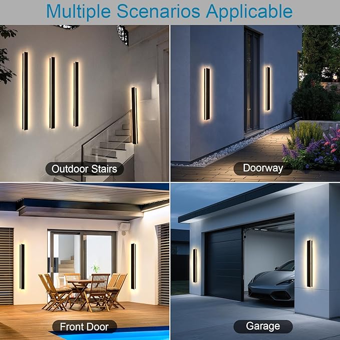 Modern Outdoor Wall Light, 59" Long Outdoor LED Wall Lights 3000K Outdoor Sconce Lights IP65 Waterproof Exterior Wall Mounted Light Fixture for House Garage