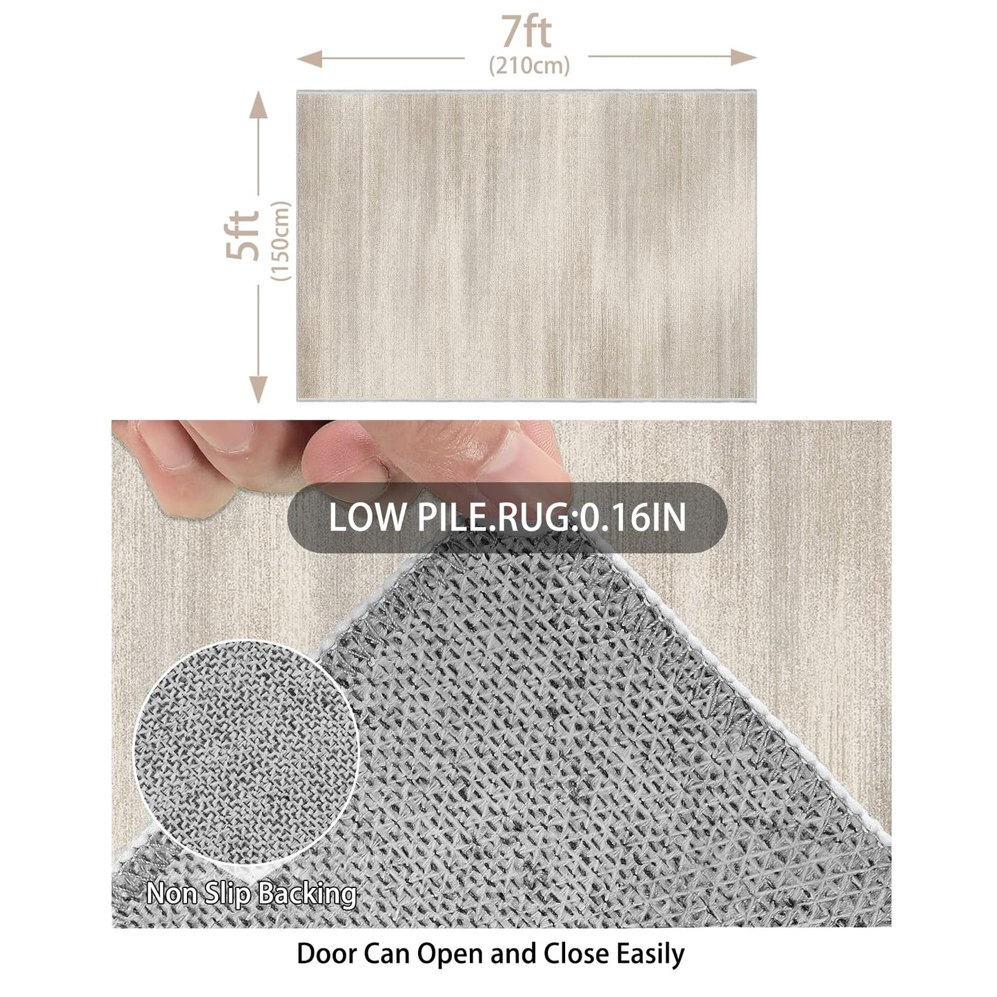 Enkor Area Rugs 5x7 Washable Non Slip Abstract Soft Rugs for Living Room Bedroom, Modern Mat for Kitchen Entryway Beige & Grey