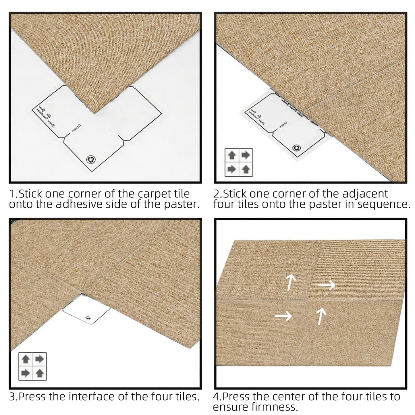 12-Pack Carpet Tiles & Squares (32 Sq Ft) | 20"x20" Commercial Grade with 0.24" Pile | Non-Slip PVC Backing & Polypropylene Face for Easy DIY Installation (Camel)