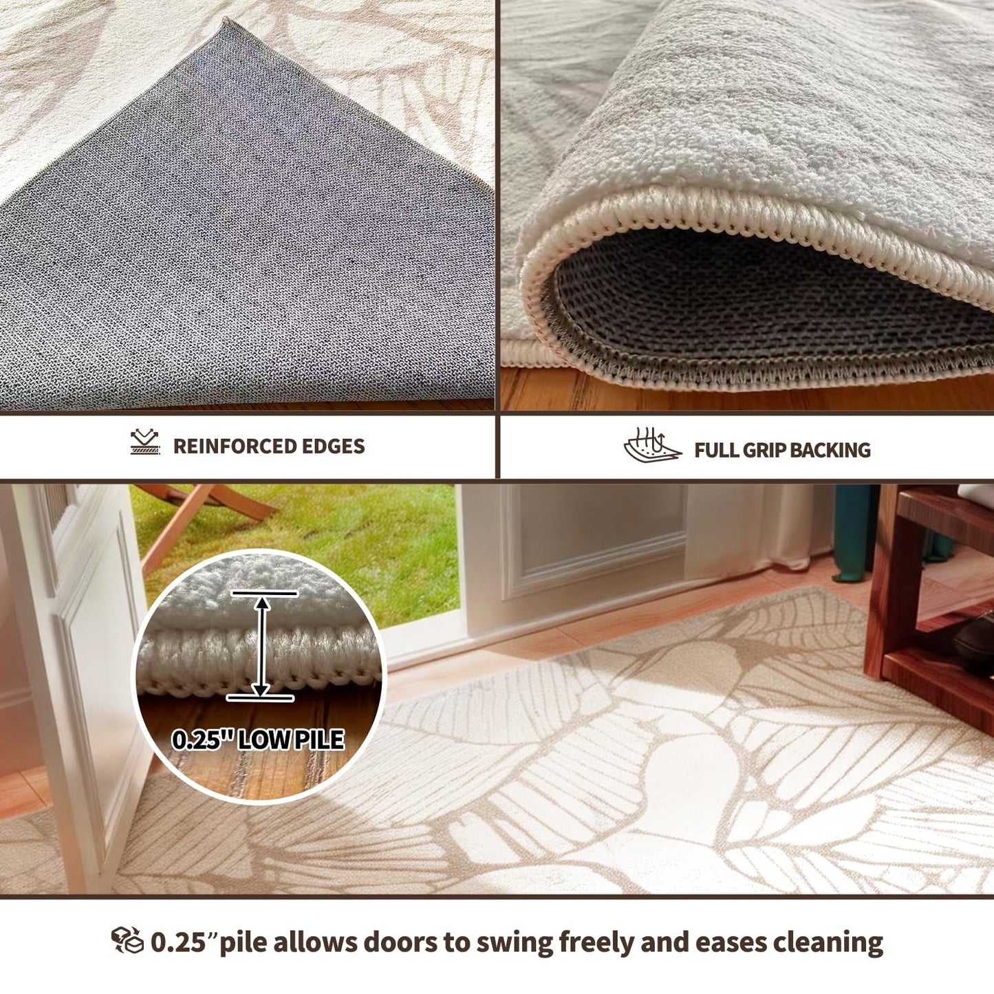 RICKY SERRA 5x7 Area Rug, Machine Washable Living Room Rug - Non-Slip Low Pile Accent Rug for Bedroom, Pet Friendly, Modern Vintage Geometric Design