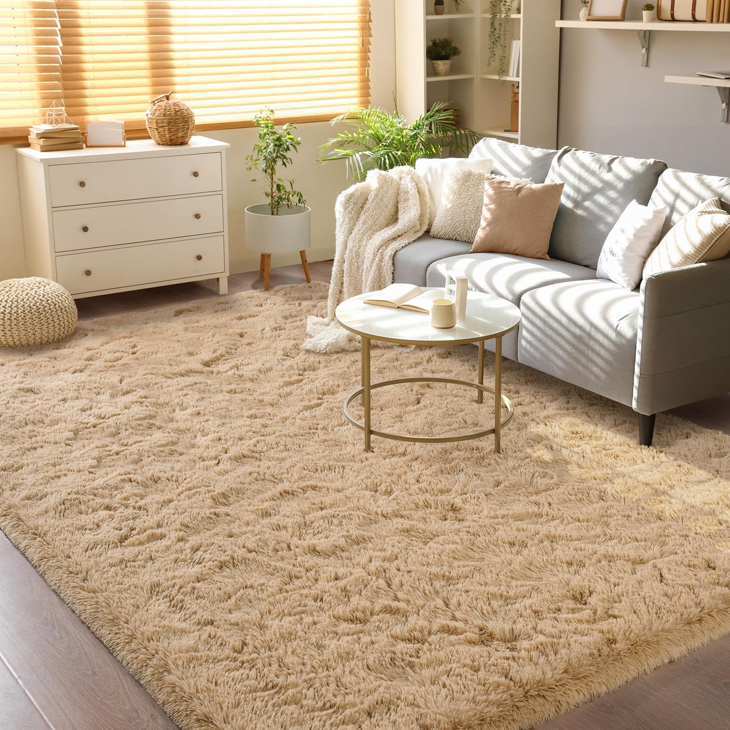 BENRON Soft Area Rugs for Living Room Bedroom Washable, Fluffy Rugs for Kids Children Girls Boys Room Decor, 3x5 Throw Rug for Nursery Kitchen Dining Table, Indoor Floor Carpets, Light Tan