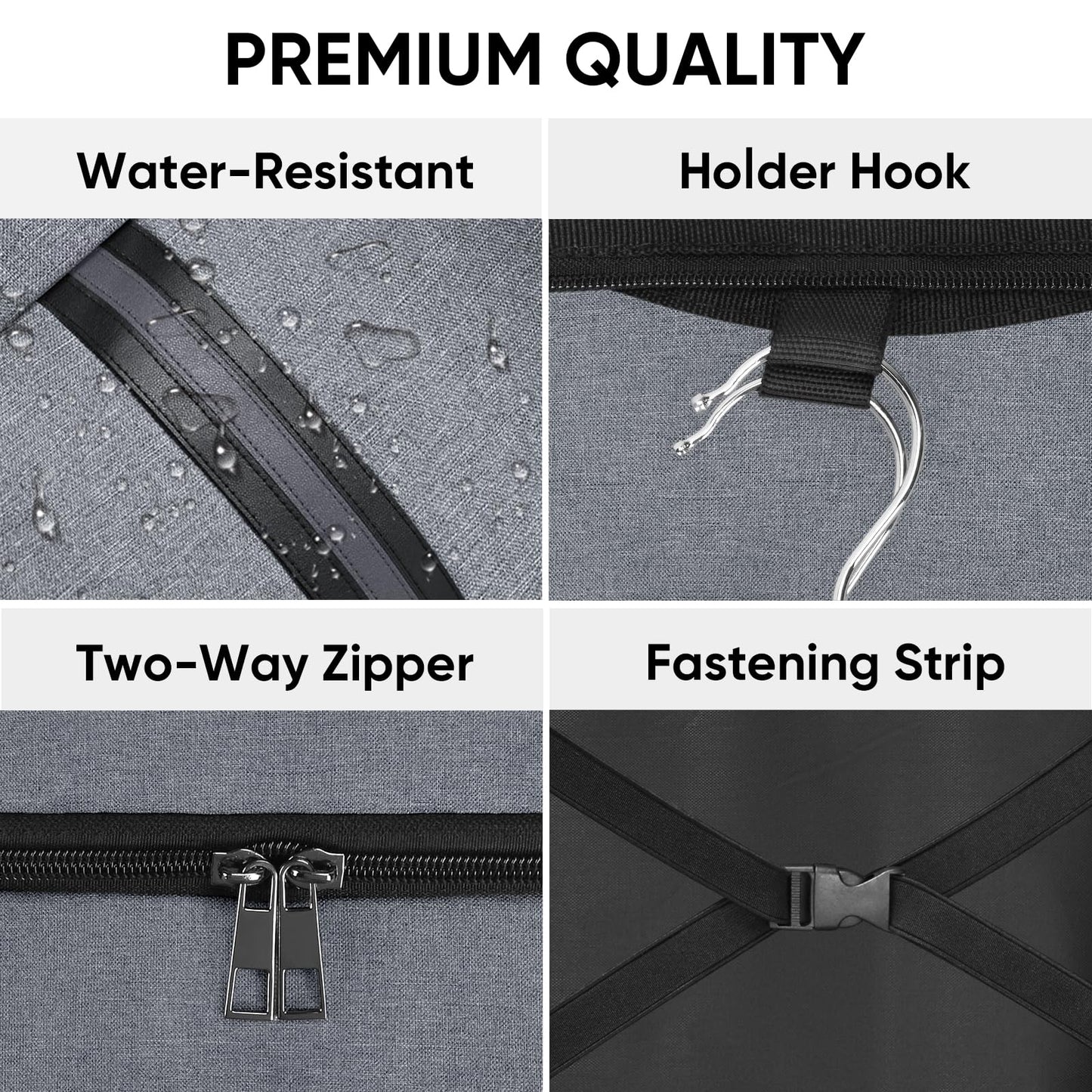 BALEINE Travel Garment Bag, Travel Suit Bag for Men, Water Resistant Carry on Garment Bag for Hanging Clothes, Garment Duffel Bag for Travel Business (Grey)