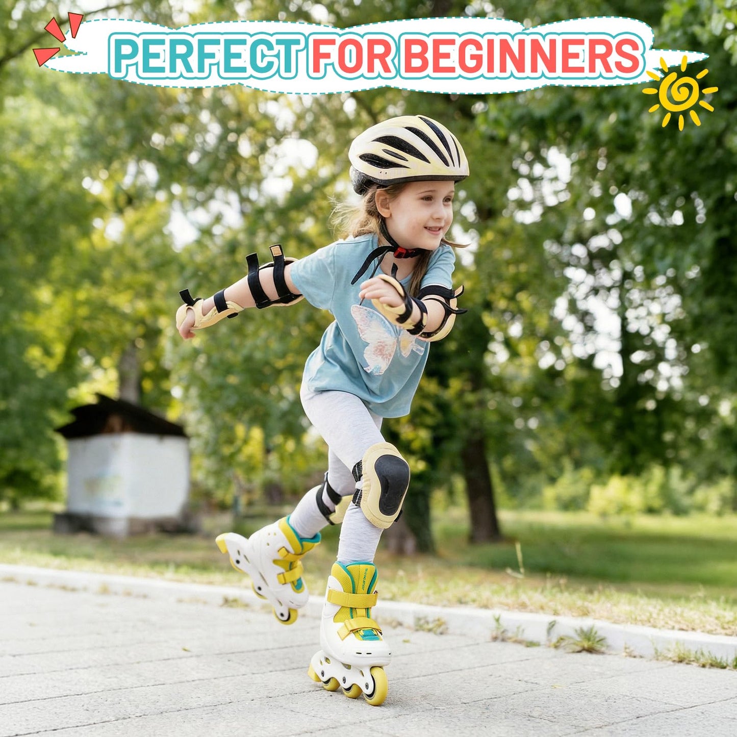 SKT HP Beginner Inline Skates for Kids Ages 3-8, Adjustable Roller Skate for Toddlers Boys Girls, Ultra Lightweight Comfortable Kids Inline Skates, DIY Paintable Design for Outdoor Indoor Sports