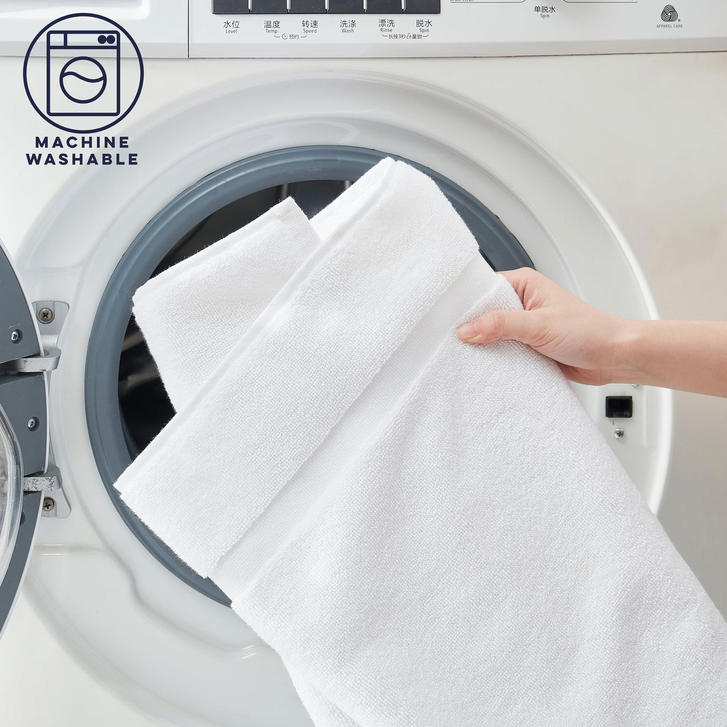 Casual Living White Cotton Bath Mats Set of 2 Towel Mats for Bathroom Floor Banded Rugs Soft Absorbent Ring Spun Cotton Washable Essentials Bathroom Shower Accessories, 34-inch x 21-inch, White
