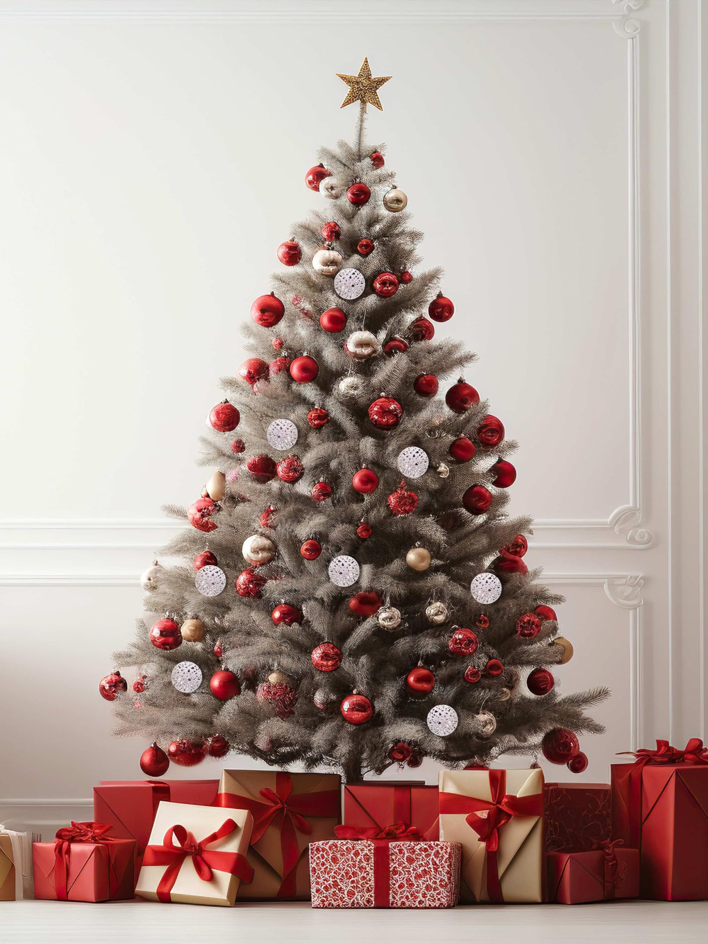 Christmas Traditions 4 inch Glittered Iridescnet White Rattan Ball Ornaments Hanging Tree Decorations (Set of 6) (Iridscent White), Large