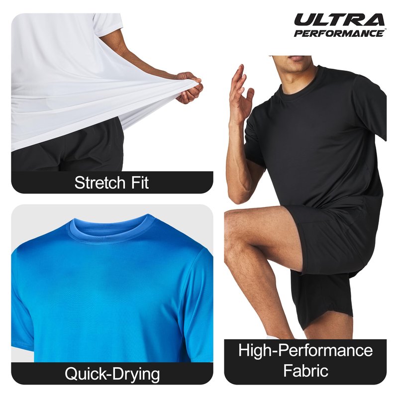 Men’s Workout Short Sleeve Athletic Gym T-Shirts 3 Pack Mens Dry Fit Running Shirt Moisture Wicking Active Crew Tees for Men