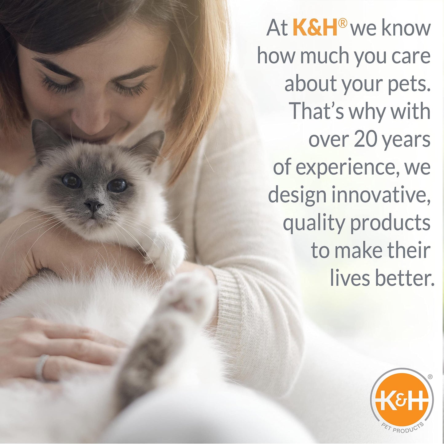 K&H Pet Products Bolster Kitty Sill Cat Window Perch Bed for Large Cats, Orthopedic Window Hammock Holds 40 lbs, Washable Cover, Indoor Windowsill Furniture Bed Seat - Tan/Kitty Unheated 14 X 24in