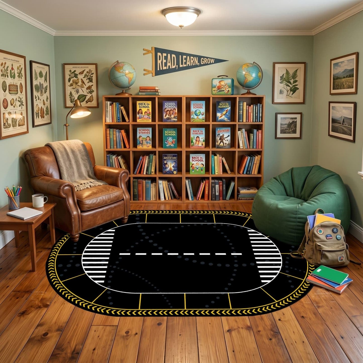 ZLXMN Washable Oval Race Track Rug for Kids Room, 3x4ft, Non-Slip Low Pile Car Road Play Mat for Boys Bedroom, Pet-Friendly Playroom Floor Carpet Decor Indoor Area Rugs