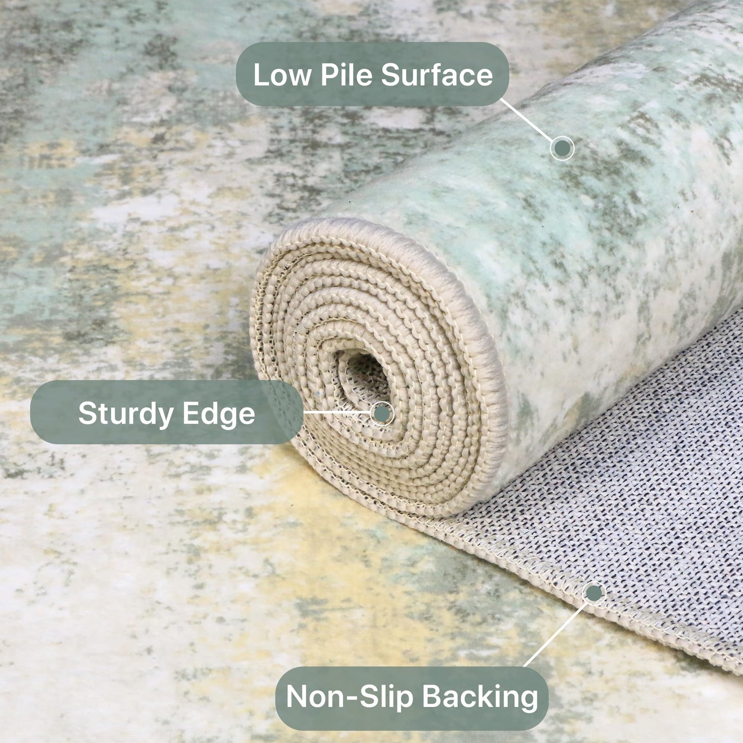 BEIMO Area Rugs 5x7 for Living Room Bedroom, Modern Abstract Machine Washable Large Light Green Rug Soft Rug, Low Pile Floor Carpet with Non Slip Backing for Dining Room
