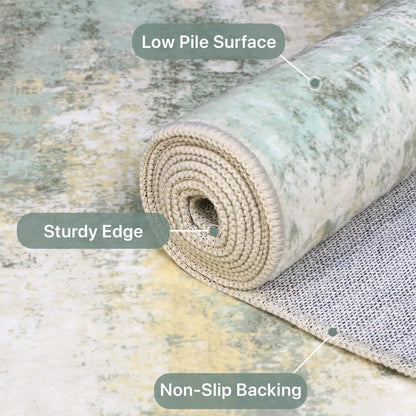 BEIMO Area Rugs 5x7 for Living Room Bedroom, Modern Abstract Machine Washable Large Light Green Rug Soft Rug, Low Pile Floor Carpet with Non Slip Backing for Dining Room