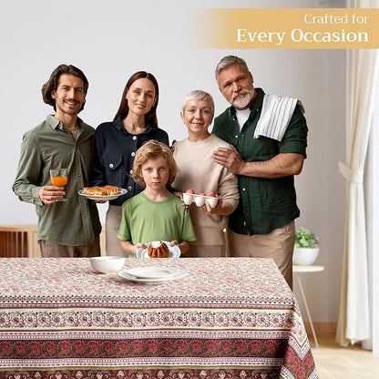Maison d' Hermine Table Cloth Rectangle Table 100% Cotton 60 x 120 Inches Fall Tablecloth Reusable Everyday Use for Thanksgiving Christmas Decorations Dining Farmhouse Party (Reveillon Au Jardin)