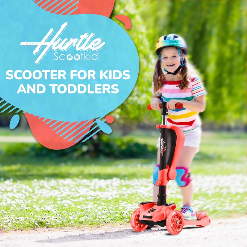 Serenelife Kids Scooter, 3 Wheel Scooter for Kids, Foldable Kick Scooter for Child & Toddlers Ages 3-12, Adjustable Height and LED Light Up Wheels