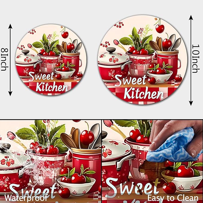 Rustic Farmhouse Electric Stove Burner Covers，4 Pack Round Stove Burner Covers，8 Inches and 10 Inches，Gas Stove Burner Covers,Metal Stove Burner Cover，Sweet Kitchen Restaurant Decorative,Kitchen Decor