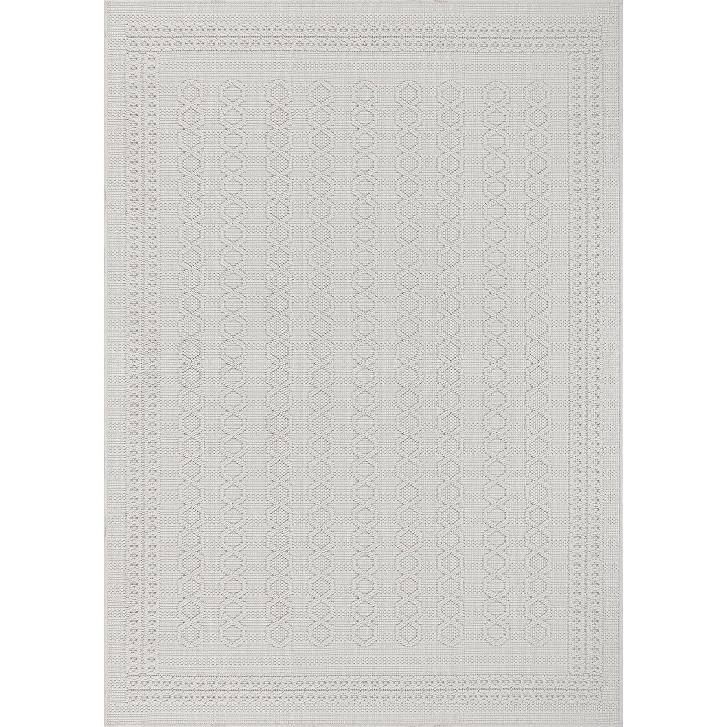 Luul Home Micro Loop Indoor Rug White 6x9 Boho Geometric Neutral Area Rugs for Living Room Soft Luxury Modern Low and High Pile Durable Stain Resistant Non-Shedding Indoor Area Carpet 6 x 9
