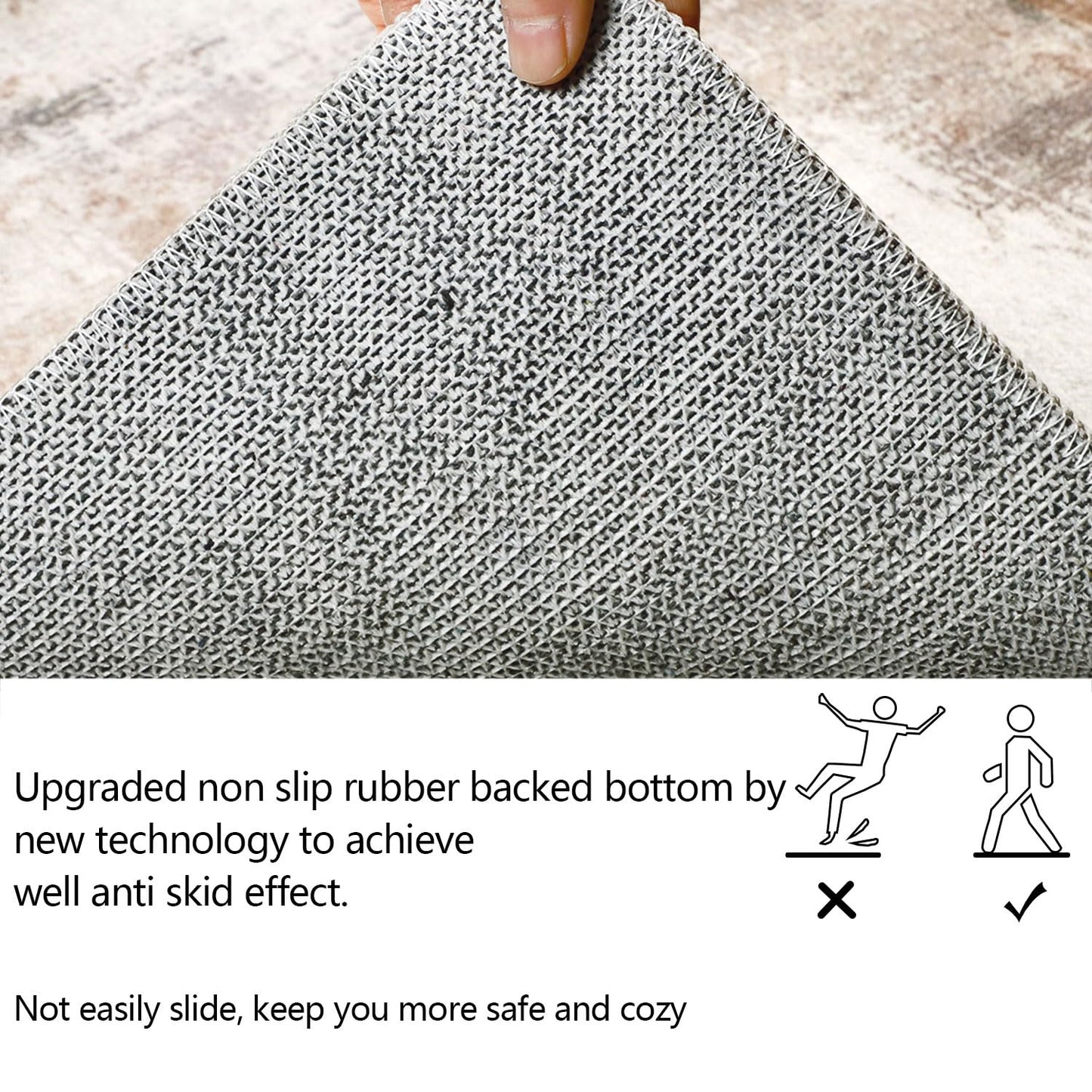famibay Machine Washable Area Rugs 8x10 Rugs for Living Room Low Pile Neutral Area Rug Large Dining Room Rugs for Under Table Rubber Back Abstract Carpet for Living Room Under Bed(Beige/Camel