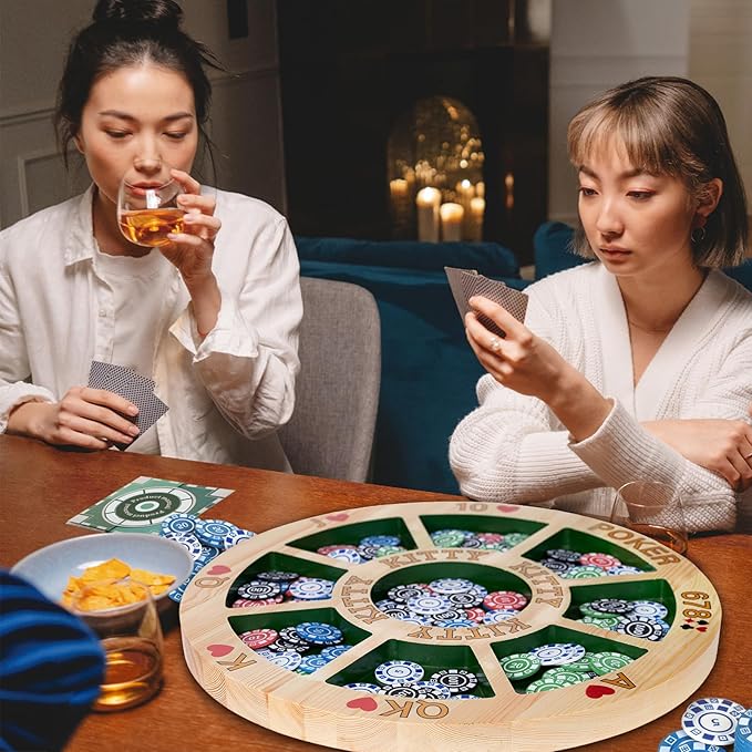Giant Michigan Rummy Deluxe Board Game Set : Wooden Game Board + 2 Boxes of Playing Chips (200 Pieces) + 1 Deck of Poker + 1 Game Manual. The Perfect Blend of Rummy and Poker Perfect for Family Game