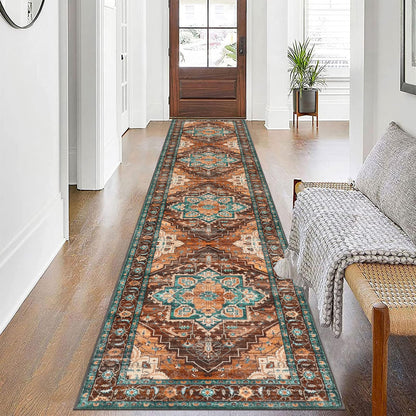Pauwer Farmhouse Vintage Medallion Area Rug - 2x10, Soft Washable Kitchen Rug, Non Slip Floor Runner for Entryway, Laundry