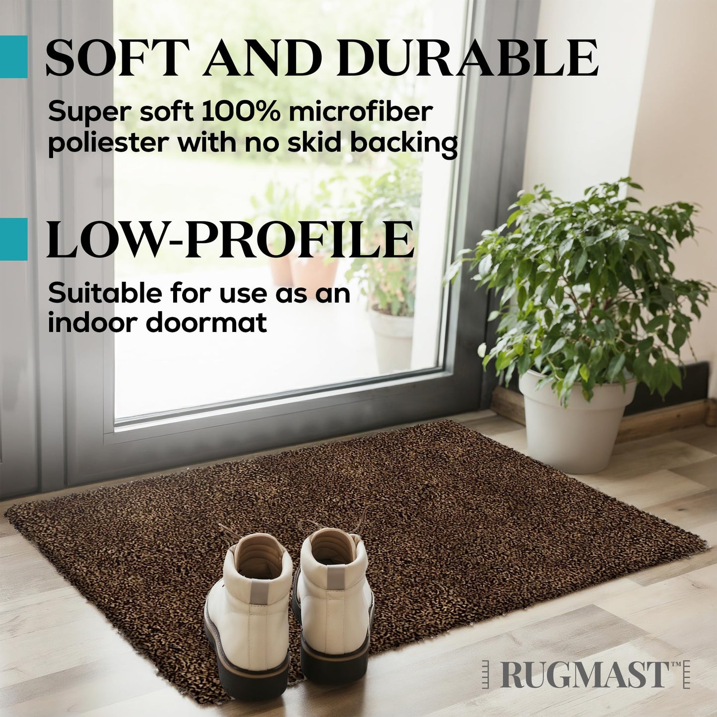 RugMast Premium Microfiber Indoor Door Mat – 20"x30" Washable Entry Mat, Non-Slip, Waterproof Backing, Super Absorbent, Low Profile Entryway Doormat for Indoor Entrance