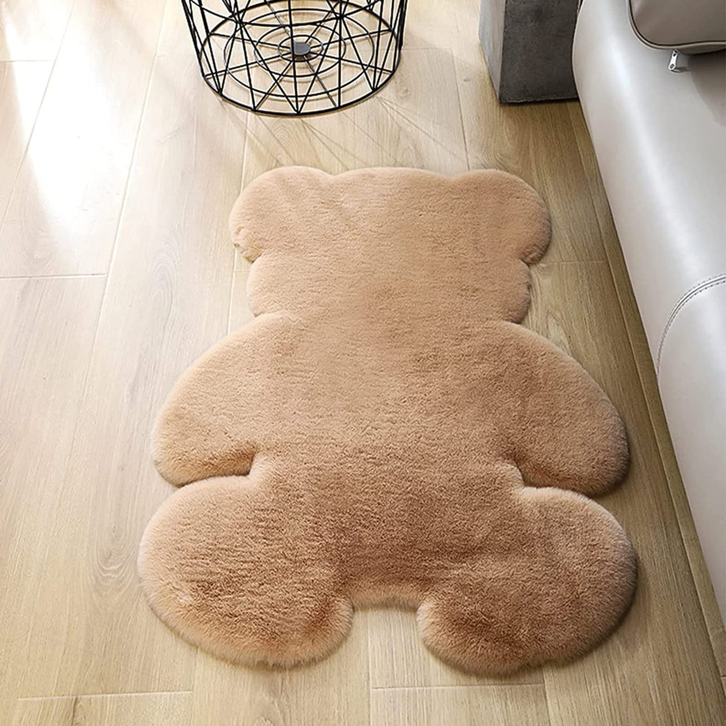 TENNOLA 2.5x3.4 ft Small Bear Soft Fluffy Rug, Shag Faux Sheepskin Fur Rug Fuzzy Shaggy Area Rug Cute Plush Carpet for Nursery Kids Girls Bedroom Room Aesthetic Living Room Floor Home Decor, Brown