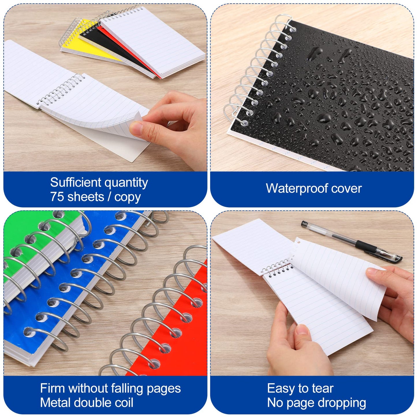 Leelosp 50 Pcs Small Spiral Notebooks 3'' x 5'' Mini Memo Spiral Notepads Pocket Size Steno Pads with Lined & Wire Bound for School Classroom Office Nurse Essentials, 75 Sheets/Pad (Neon)