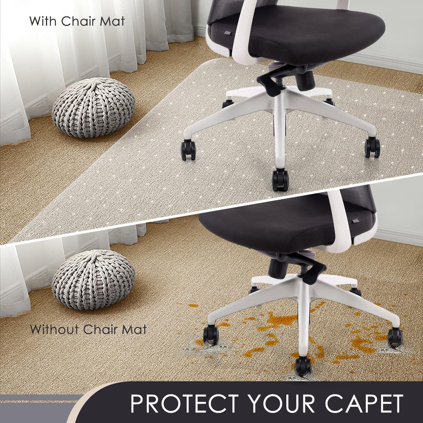 Kuyal Office Chair Mat for Carpet, 2Pack 32x55 Clear Heavy Duty Computer Chair Mat with Lip, Under Desk Protector Carpeted Floors Mat, Easy Chair Movement,Ship Flat