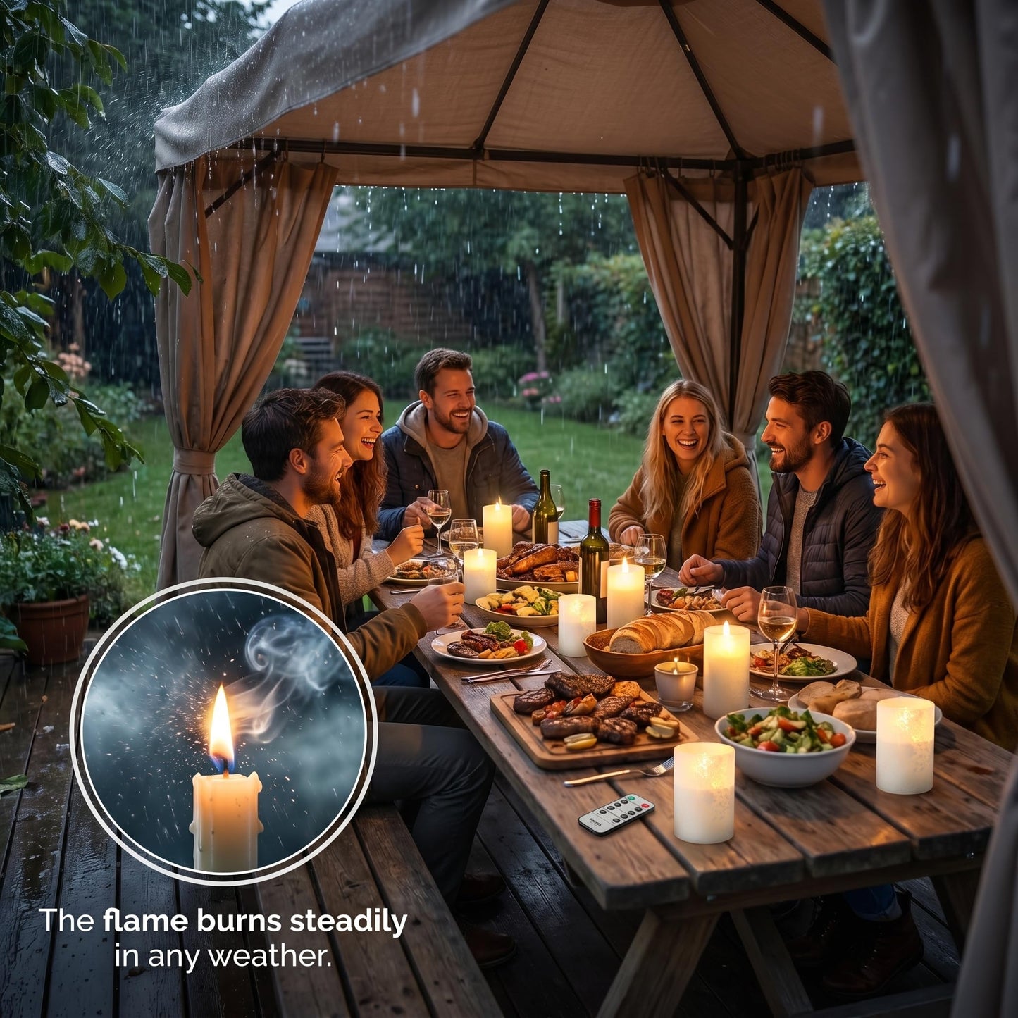 VENTA Frosted Glass LED Candles, Set of 3 | Warm Amber Flickering Pillar Candles with Remote | Creates Cozy, Relaxing Hygge Ambiance for Bedroom & Living Room