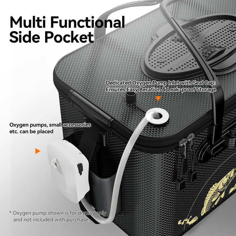 yuzhiyuan Fishing Bucket Foldable， 6Gallon/8Gallon/10Gallon,Live Fish Container Multi-Functional Live Fish Bait Bucket,for Fishing, Camping, Moving
