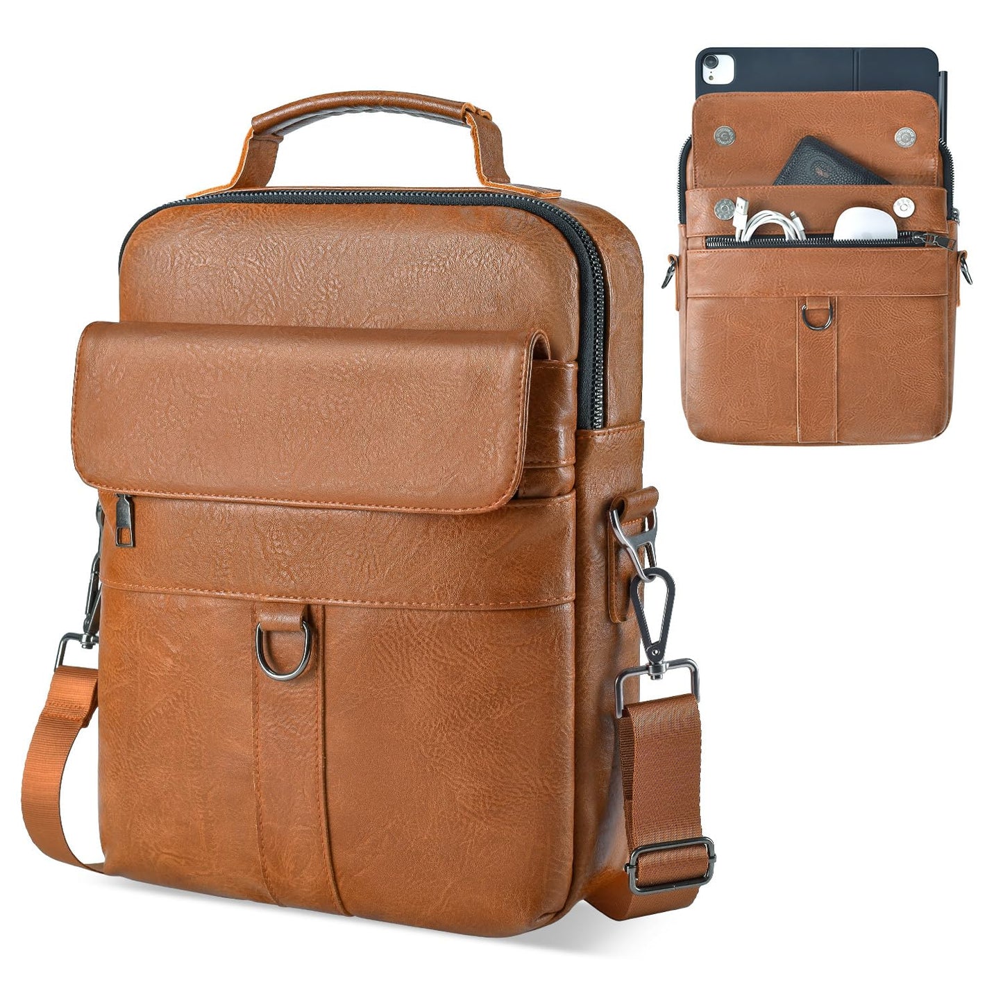 11 Inch Tablet Sleeve Case, Leather iPad Bag for 2026 iPad Air 11 M4 M3 & Pro 11 M4 M5 with Magic Keyboard, Fire HD 10/Max 11, Galaxy Tab A9+ Plus, Brown