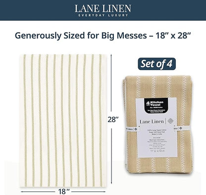 LANE LINEN Kitchen Towels Set of 4-18”x28” Absorbent Cotton Dish Towels