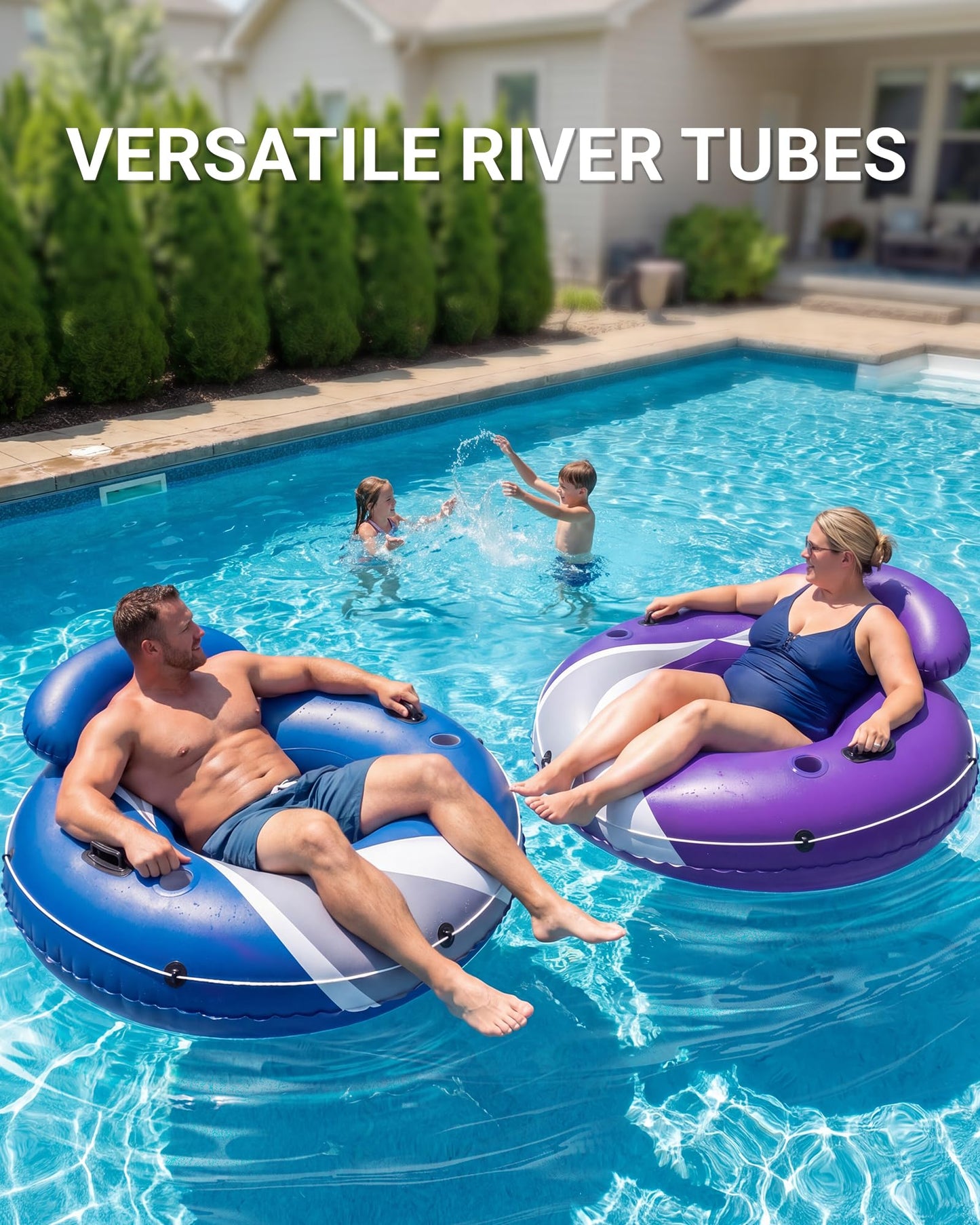 River Tube for Adults, Tube for River Floating, Heavy Duty River Tube for Beach Lake Rafting, River Floats with Mesh Bottom, Puncture-Resistant, Breathable & Fun for Adults, CQ08BL-48''