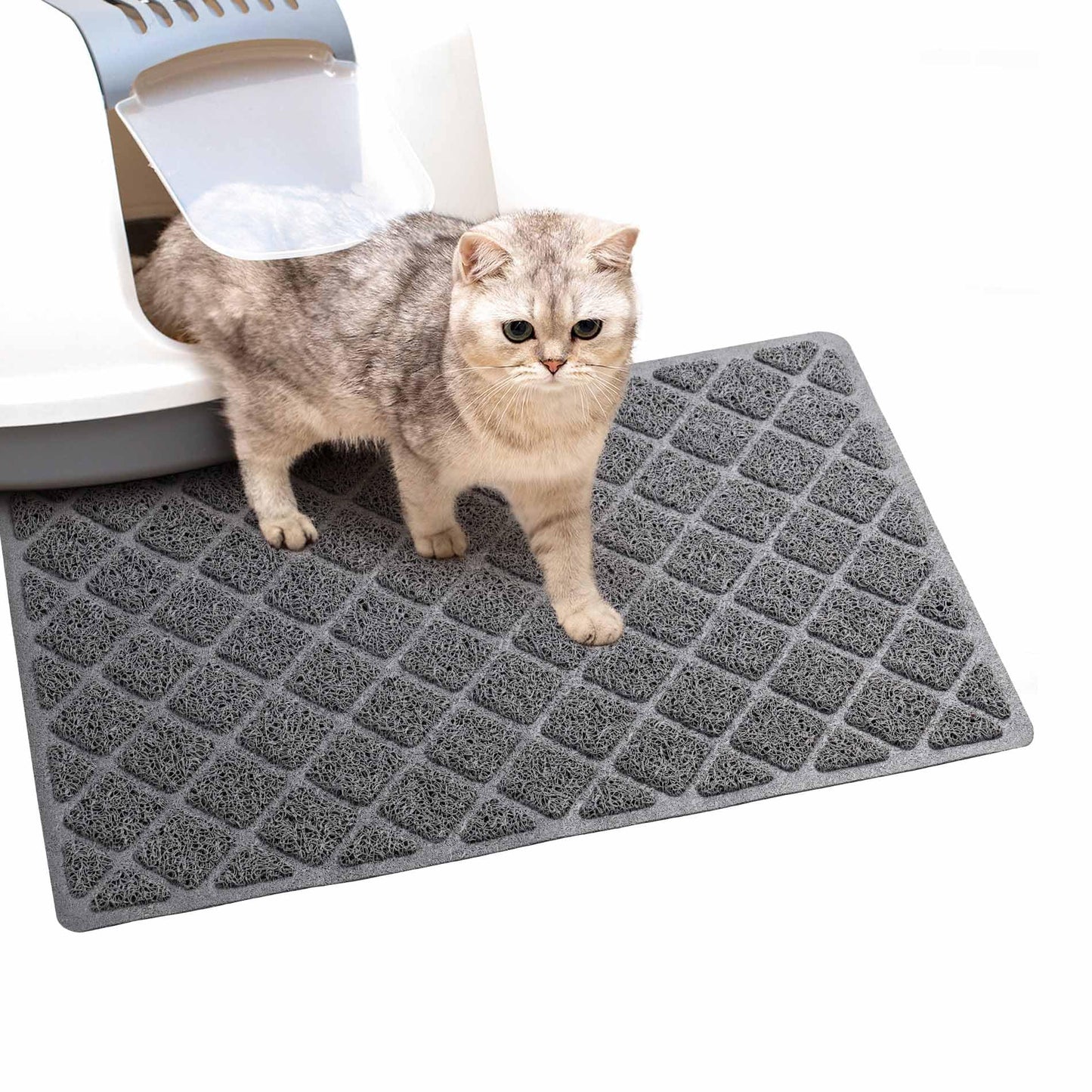BOOMIBOO Cat Litter Mat Litter Box Mat，Litter Trapping Mat Premium Durable PVC Pad, 23 x 14 Inches, Easy to Clean，Non-Slip，Urine Waterproof