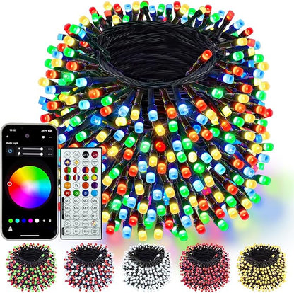 500LED Smart Color Changing Halloween Lights App Controlled, 175FT Waterproof RGB Music Sync Xmas String Light Multiple Modes, Christmas Lights with Remote & Timer Indoor Outdoor Halloween Decorations