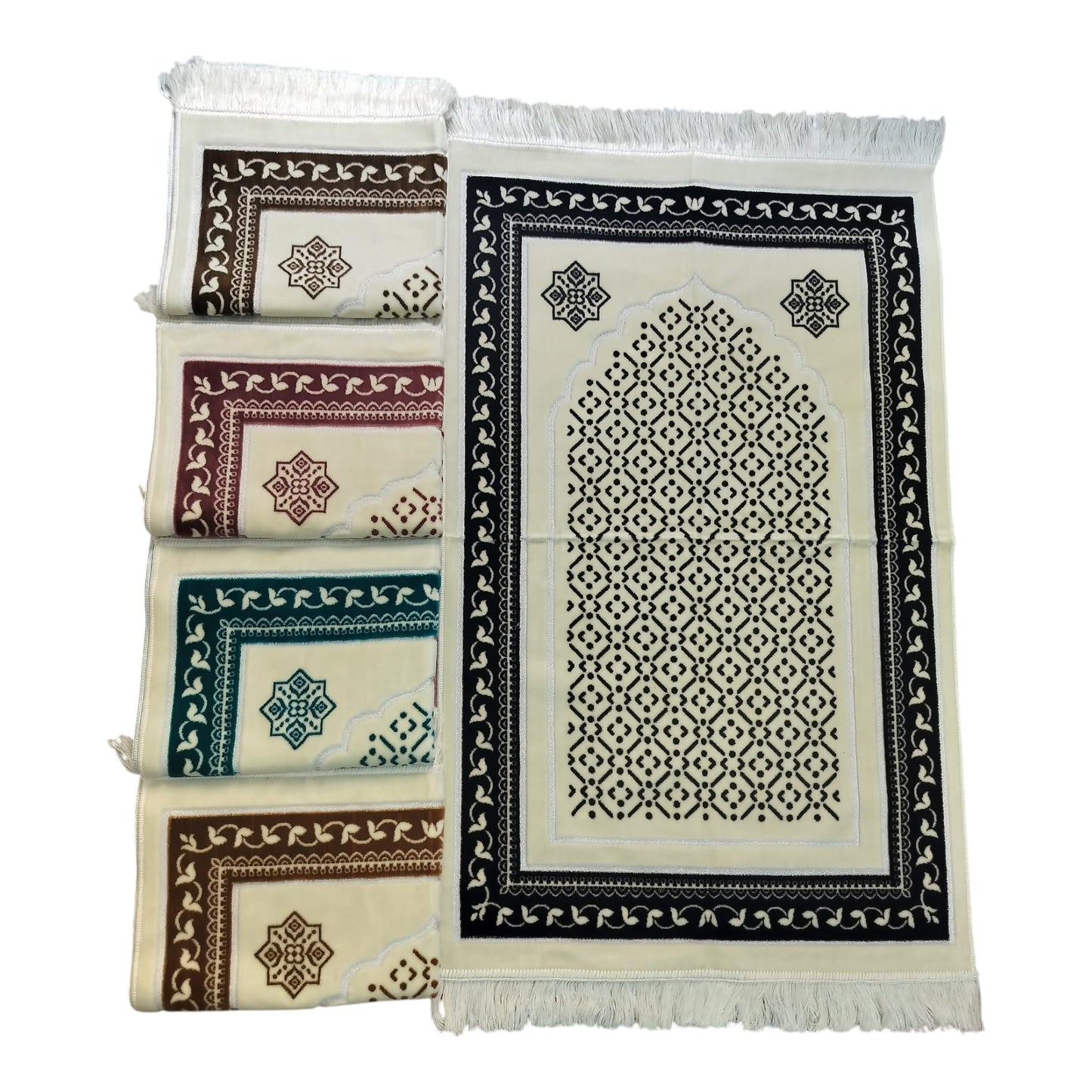 Islamic Prayer Rug with Geometric Arch Design, Traditional Turkish Prayer Mat, Polyester Blend, 27.6 x 43.3 Inches, Low Pile with Fringed Edges, Machine Washable (Turquoise Blue)