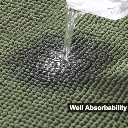 Urvoix Bathroom Rugs Sets 3 Piece, Non-Slip Chenille Bath Rug - Ultra Soft, Washable, Super Absorbent Bath Mat for Bathroom, Toilet and Tub (Sage Green)