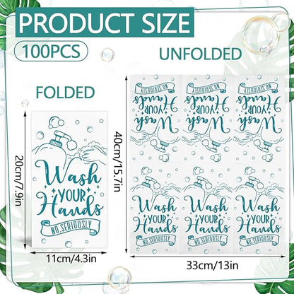 100 Pcs Disposable Hand Towels for Bathroom Paper Towels for Guests 3 Ply Wash