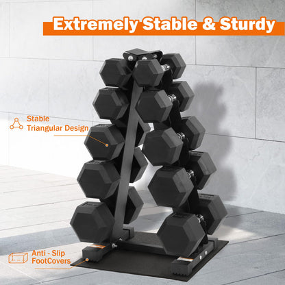 Fitvids Fitvids Rubber Coated Hex Dumbbell Weight Set and Storage Rack, 100LBS, 150LBS or 200LBS Set, 5-20 lbs, 5-25 lbs, 10-30 lbs Pairs