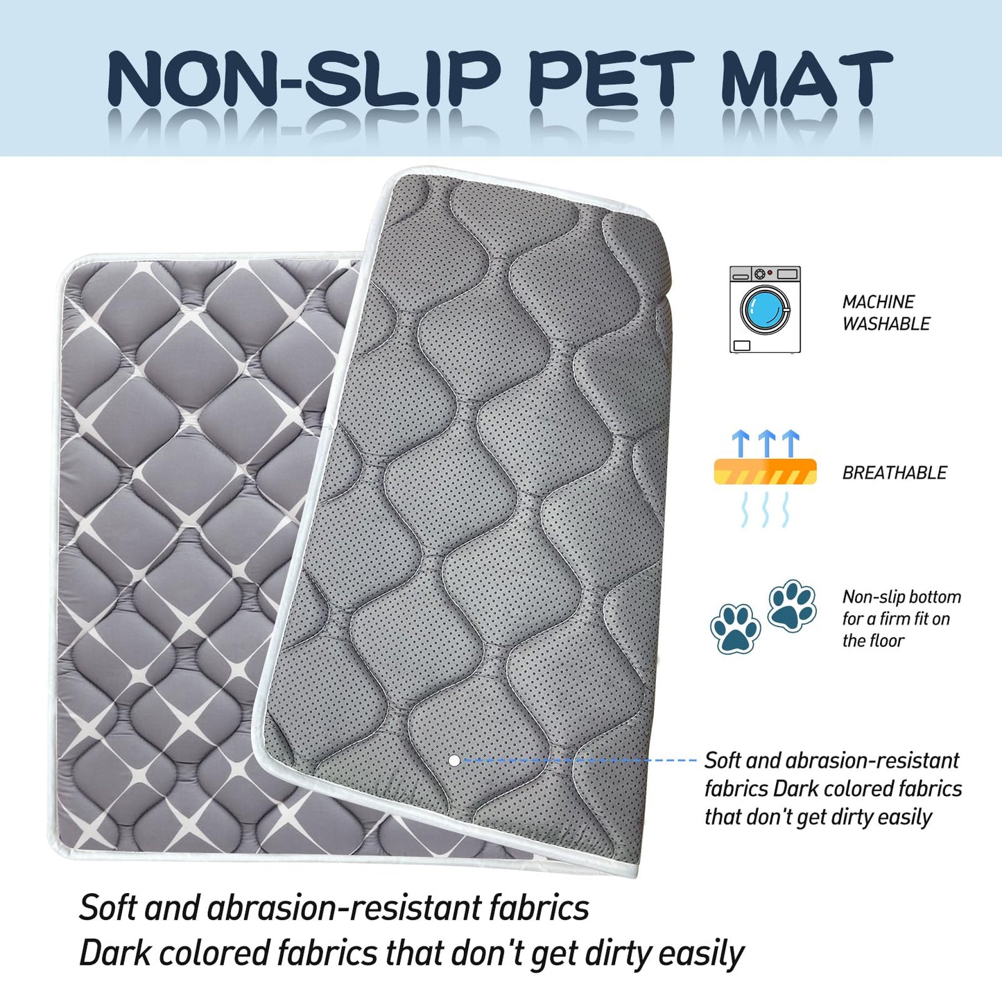Bubble bear Dog Crate Mat - Ultra Soft, Washable & Anti-Slip Kennel Pad for Small/Medium/Large Dogs, Dark-Hued to Hide Stains (42"x28")