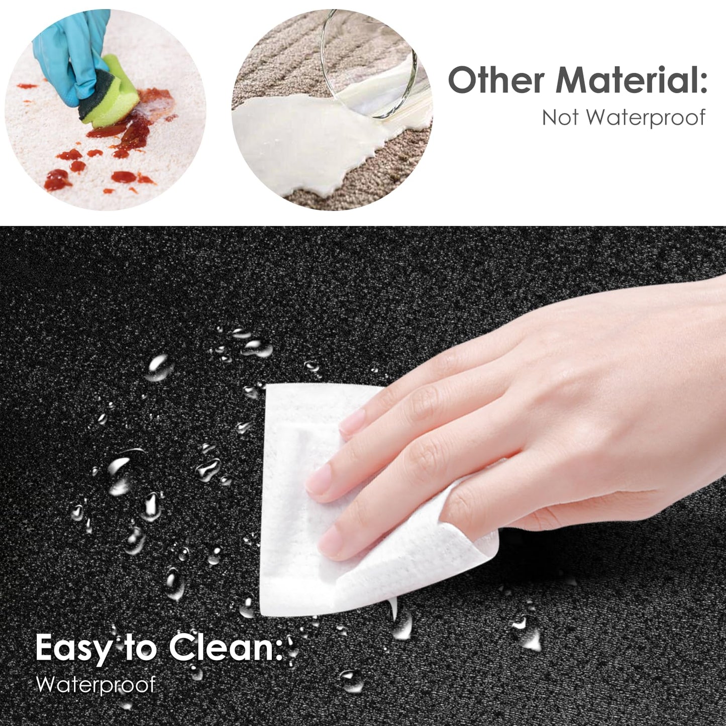 Vicwe Area Mat for Hard Floor, 4.75'×7' Area Rug for Home, PVC Non-Slip Floor Protector for Dining Room, Large Anti-Scratch Floor Mats for Laundry Room, Kitchen, Bedroom (Black)