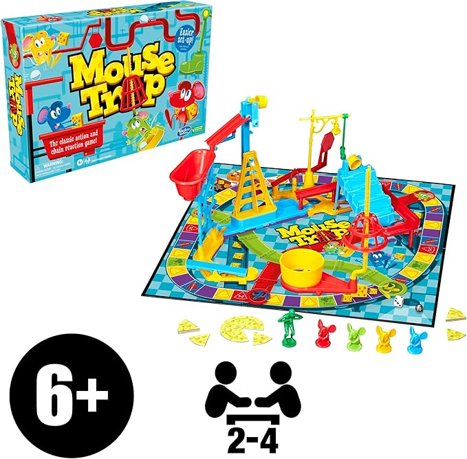 Hasbro Gaming Mouse Trap Board Game for Kids Ages 6 and Up Classic Game for 2-4 Players with Easier Set-Up Than Previous Versions