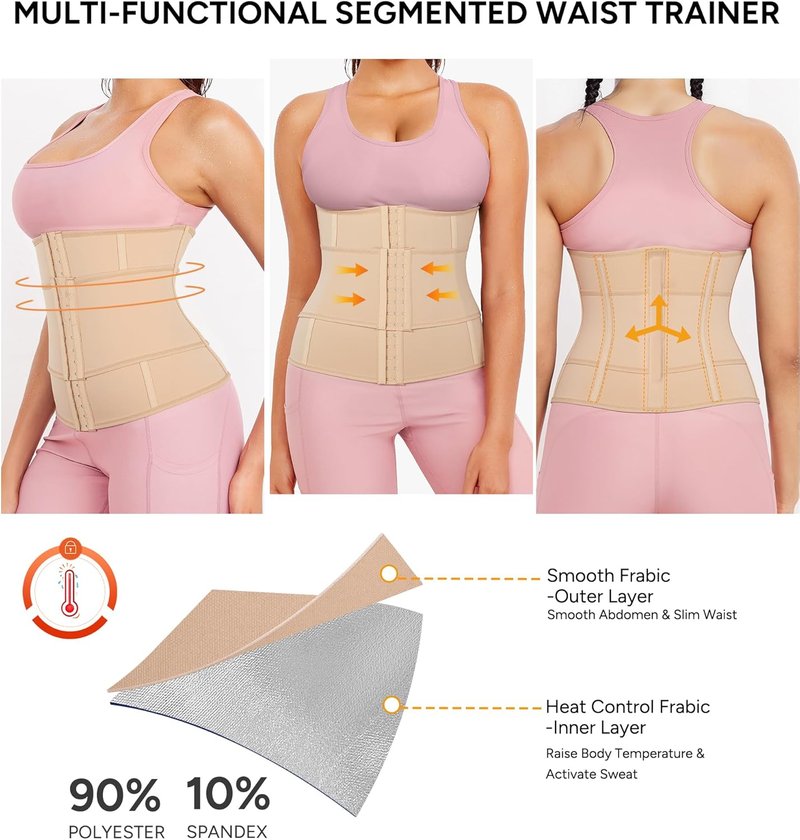 Waist Trainer for Women - Segmented Corset Shapewear & Sweat Trimmer | Adjustable Workout Belt