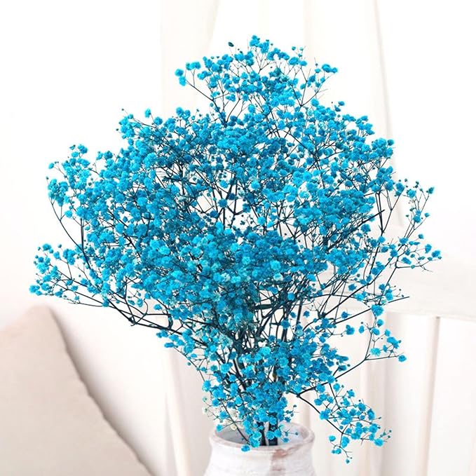 Dried Babys Breath Flowers Bouquet-17 Inch 2500+ Blue Dry Flowers, Natural Gypsophila Branches for Wedding, Table Vase Decor, DIY Wreath Floral, Home Office Party Garden Decoration (3oz)