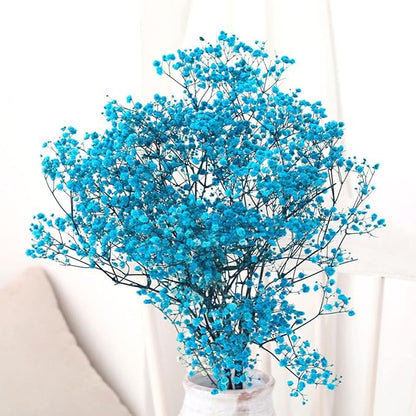 Dried Babys Breath Flowers Bouquet-17 Inch 2500+ Blue Dry Flowers, Natural Gypsophila Branches for Wedding, Table Vase Decor, DIY Wreath Floral, Home Office Party Garden Decoration (3oz)