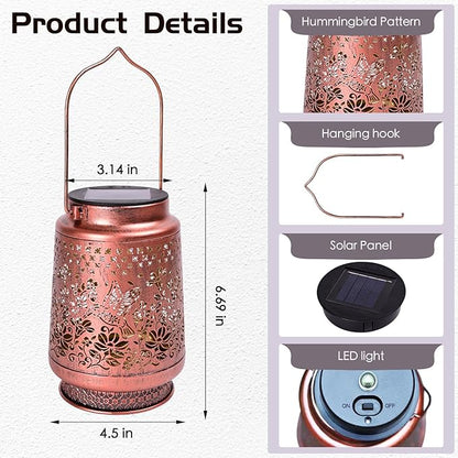 Butterfly Outdoor Solar Lanterns Decor, Nelyeqwo Waterproof Hanging Solar Lights Gifts for Women Men Metal Lantern Decor for Garden Patio Lawn Porch Backyard Tabletop Pathway Landscape