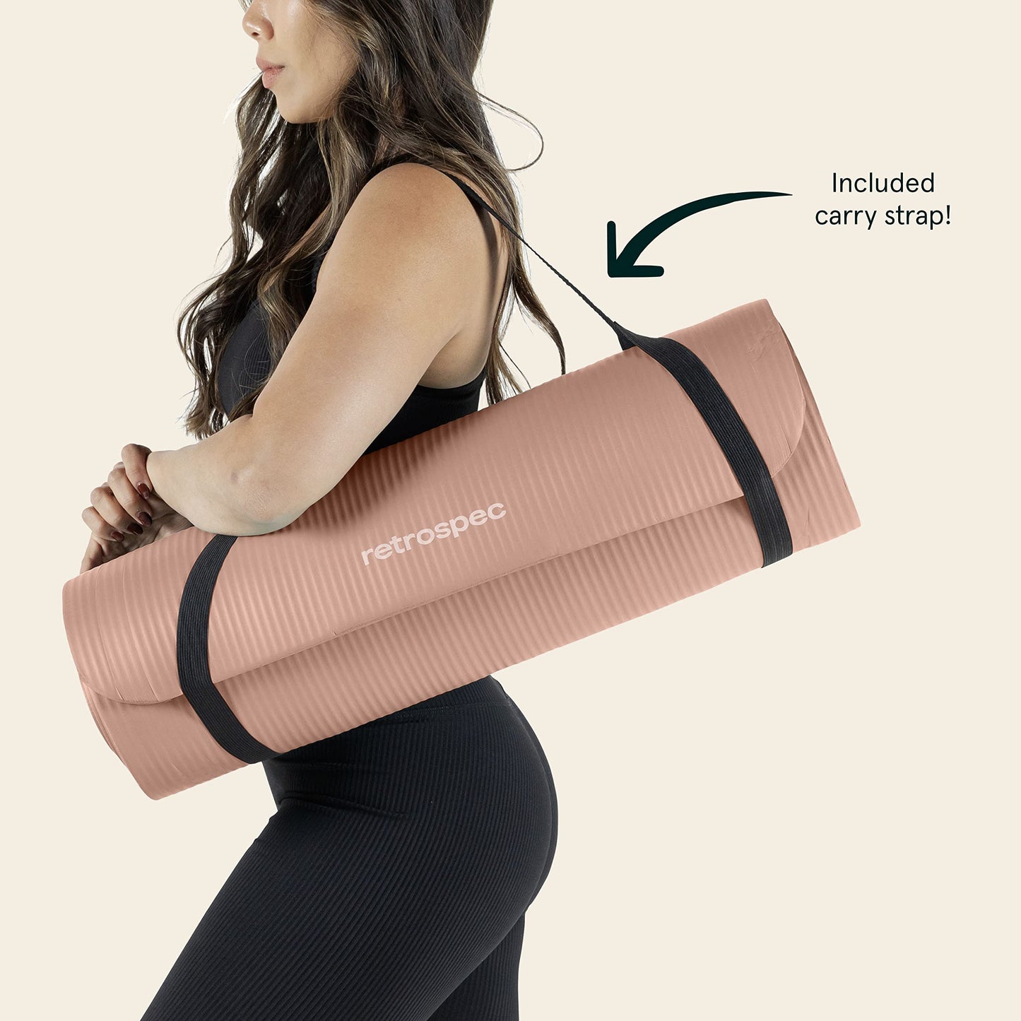 Retrospec Solana Yoga Mat 1/2" Thick w/Nylon Strap for Men & Women - Non Slip Excercise Mat for Yoga, Pilates, Stretching, Floor & Fitness Workouts