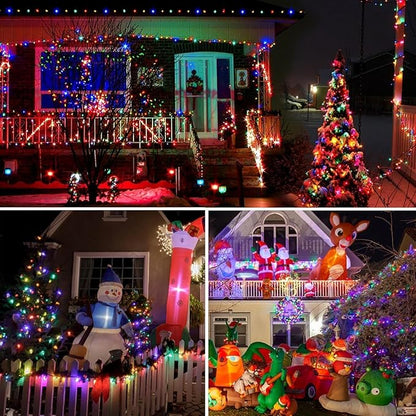 Extra-Long Solar String Lights Outdoor, 4-Pack 400 LED Solar Christmas Fairy Lights for Outside Waterproof, Copper Wire 8 Modes Twinkle Fairy Light for Tree Garden Party Xmas Wedding Decor(Multicolor)